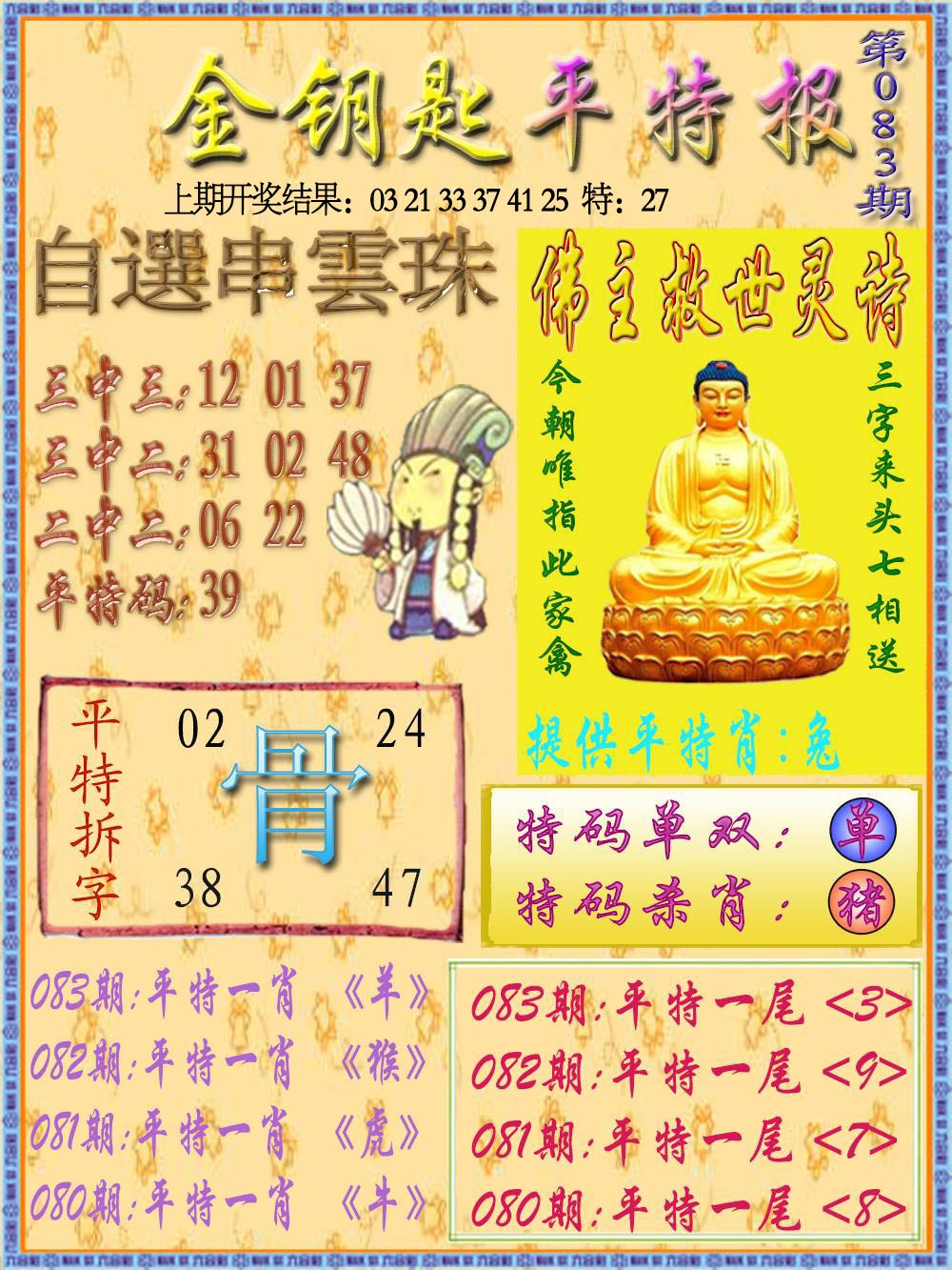 083期金钥匙平特报[图]